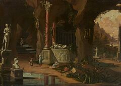 Niederlaendische Schule - Grottenlandschaft mit antiken Monumenten, 76237-2, Van Ham Kunstauktionen