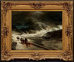 Oswald Achenbach - Reisende in winterlicher Nacht auf dem Grossen St Bernhard-Pass, 77238-1, Van Ham Kunstauktionen