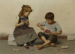 Giulio del Torre - Zwei Gemaelde a Kinder mit Melone, 66205-7, Van Ham Kunstauktionen