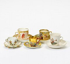 Konvolut fuenf Sammeltassen mit Untertassen, 55539-4, Van Ham Kunstauktionen