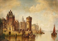 Ludwig Hermann - Hafenstadt in Flandern, 81126-2, Van Ham Kunstauktionen