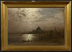 Louis Douzette - Mondnacht ueber dem Hafen von Venedig, 73393-3, Van Ham Kunstauktionen