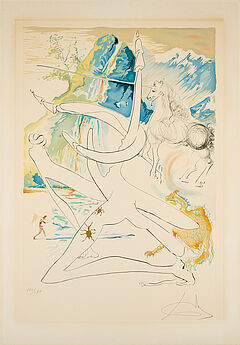 Salvador Dali - LUnicorne laser desintegre les cornes de rhinoceros cosmiques Aus La Conquete du cosmos, 79033-10, Van Ham Kunstauktionen