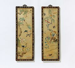 Paar Stickereien mit Vogelpaaren, 66636-2, Van Ham Kunstauktionen
