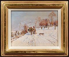 Hugo Muehlig - Winterlandschaft mit Jaegern, 80609-13, Van Ham Kunstauktionen
