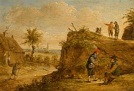 David dJ Teniers - Wanderer und Hirten bei einer Kate, 75240-2, Van Ham Kunstauktionen