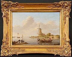 Johannes Hermanus Koekkoek - Ruhiger Tag an einem hollaendischen Kanal, 81233-11, Van Ham Kunstauktionen