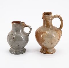 Siegburg Raeren ua - Gruppe von 6 Kruegen 1 Humpen 4 Schaelchen 1 Becher 2 Perlen, 76446-11, Van Ham Kunstauktionen