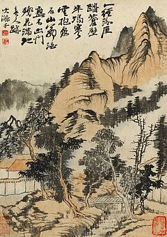 Tao Shi - Berglandschaft mit Dorf und Bach, 67001-11, Van Ham Kunstauktionen
