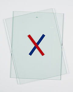 Reiner Ruthenbeck - BlauRot Ueberkreuzung auf schraeghaengenden Glasscheiben, 81387-5, Van Ham Kunstauktionen