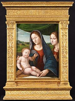 Niccolo Pisano - Madonna mit Kind und einer Heiligen Brigida vor Landschaftshintergrund, 66503-1, Van Ham Kunstauktionen