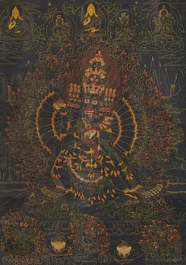 Grosses schwarzgrundiges Thangka des Vajrabhairava mit Vajra Vetali, 64178-1, Van Ham Kunstauktionen