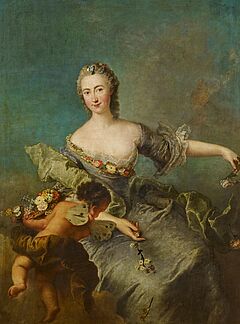 Antoine Pesne - Portrait der Louise Albertine Freifrau von Grappendorf 1729-1753 als Flora, 69574-1, Van Ham Kunstauktionen