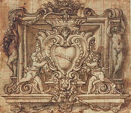 Domenico I Piola - Dekoratives Motiv mit Putten die ein Wappen halten, 77740-56, Van Ham Kunstauktionen