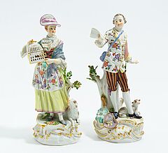 Meissen - Schaefer mit Notenblatt amp Schaeferin mit Vogelbauer, 64067-19, Van Ham Kunstauktionen