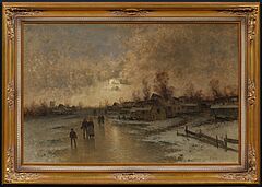 Winterabend in einem holländischen Dorf, 82169-19, Van Ham Kunstauktionen