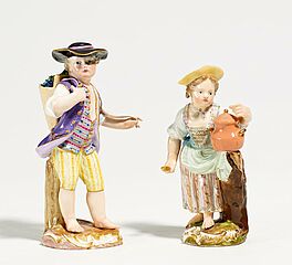 Meissen - Zwei Gaertnerkinder mit Traubenkiepe und Milchtopf, 65120-11, Van Ham Kunstauktionen