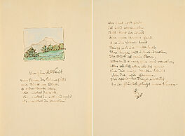 Hermann Hesse - Autograph des Gedichts Vergaenglichkeit mit Landschaftsvignette, 80341-3, Van Ham Kunstauktionen