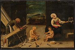 Italienische Schule - Die Heilige Familie bei Arbeit und Spiel, 81585-4, Van Ham Kunstauktionen
