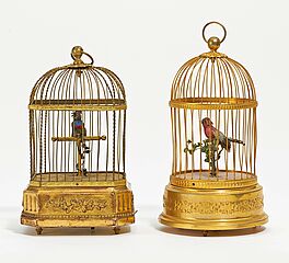 Zwei Singvogelautomaten in Form von Vogelbauern, 73179-2, Van Ham Kunstauktionen