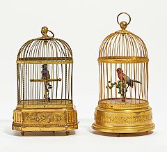 Zwei Singvogelautomaten in Form von Vogelbauern, 73179-2, Van Ham Kunstauktionen