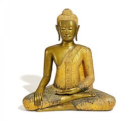 Grosser sitzender Buddha in Bhumisparsa Mudra, 68255-2, Van Ham Kunstauktionen
