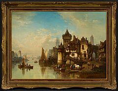 Hermann Meyerheim - Ideale Ansicht einer Hafenstadt in Flandern, 76818-1, Van Ham Kunstauktionen