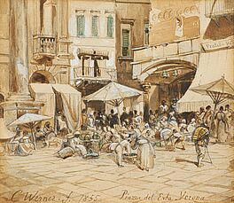 Carl Friedrich Werner - Die belebte Piazza delle Erbe in Verona, 70407-1, Van Ham Kunstauktionen