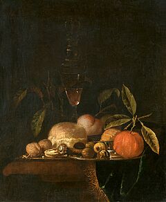 Juriaen van Streek - Stillleben mit einem glaesernen Deckelpokal sowie Orange Walnuessen und Brot auf einer Silberschale, 81357-3, Van Ham Kunstauktionen