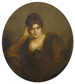 Franz Seraph von Lenbach - Portrait der Gattin des Kuenstlers Charlotte Lolo von Lenbach, 57704-13, Van Ham Kunstauktionen
