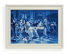 De Porceleyne Fles Delft - Grosses Fliesenbild Das Bohnenfest - nach Jan Steen, 60321-1, Van Ham Kunstauktionen