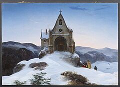Ernst Ferdinand Oehme - Bergkapelle im Winter, 53663-1, Van Ham Kunstauktionen