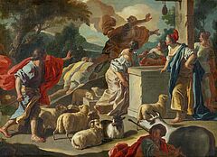 Franzoesischer Meister - Moses vertreibt die Hirten vom Brunnen und traenkt die Schafe der Toechter Jethros, 57345-1, Van Ham Kunstauktionen