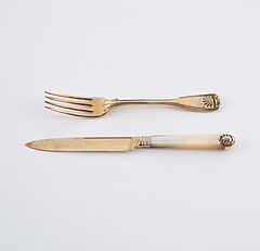 Paul Storr - George III Vermeil Dessertbesteck fuer 18 Personen im originalen Kasten, 77295-1, Van Ham Kunstauktionen