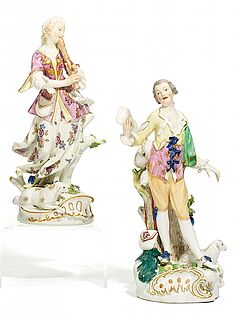 Meissen - Schaefer mit Notenblatt und Schaeferin mit Floete, 58999-46, Van Ham Kunstauktionen