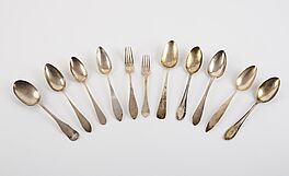 Neun Speiselöffel und zwei Speisegabeln, 81418-6, Van Ham Kunstauktionen