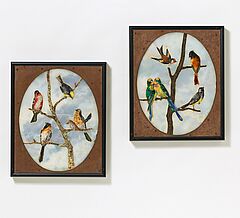 Italien - Paar Pietra dura Platten Voegel auf Zweigen, 68203-1, Van Ham Kunstauktionen