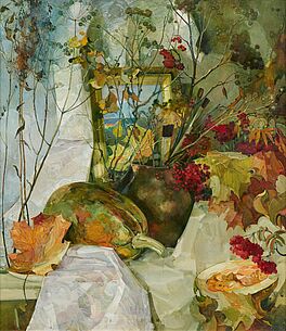 Stillleben mit Blumen, Kürbissen und einem Gemälde, 82169-22, Van Ham Kunstauktionen