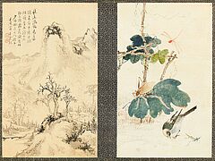 Zwei Albumblaetter LandschaftInsekten und Voegel, 65473-1, Van Ham Kunstauktionen