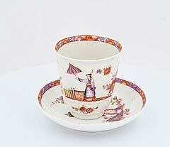 Meissen - Tasse und Untertasse mit Faecherchinesen, 73258-5, Van Ham Kunstauktionen