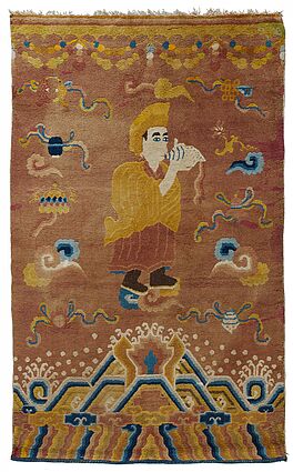 Saeulenteppich mit Lama und den Acht Buddhistischen Schaetzen, 64498-2, Van Ham Kunstauktionen