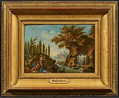 Dominique Joseph Vanderburch - Zwei Gemaelde Ideale felsige Kuestenlandschaften mit Landvolk, 75911-1, Van Ham Kunstauktionen