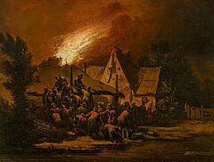 Egbert Lievensz van der Poel - Bauersleute beim Loeschen eines naechtlichen Scheunenbrands, 75035-3, Van Ham Kunstauktionen