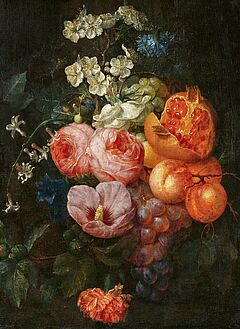 Joris van Son - Stillleben mit Blumen Granatapfel und Pfirsichen, 81357-4, Van Ham Kunstauktionen