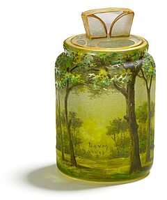 Daum Freres - Kleines Deckelgefaess mit Waldlandschaft, 68007-16, Van Ham Kunstauktionen