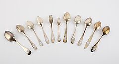 Neun Speiselöffel und zwei Speisegabeln, 81418-6, Van Ham Kunstauktionen