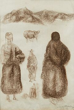 Chunya Zhou - Ohne Titel Drei Gestalten vor Gebirge, 81044-1, Van Ham Kunstauktionen