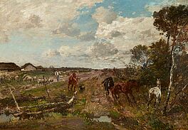Gregor von Bochmann - Weite estnische Landschaft mit Pferden, 75422-11, Van Ham Kunstauktionen