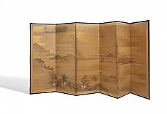 Stellschirm byobu mit dem Fuji im Dunst, 65338-4, Van Ham Kunstauktionen