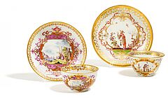 Meissen - Koppchen und Unterschale mit Chinoiserien amp Koppchen und Unterschale mit Kauffahrteiszenen, 65149-2, Van Ham Kunstauktionen